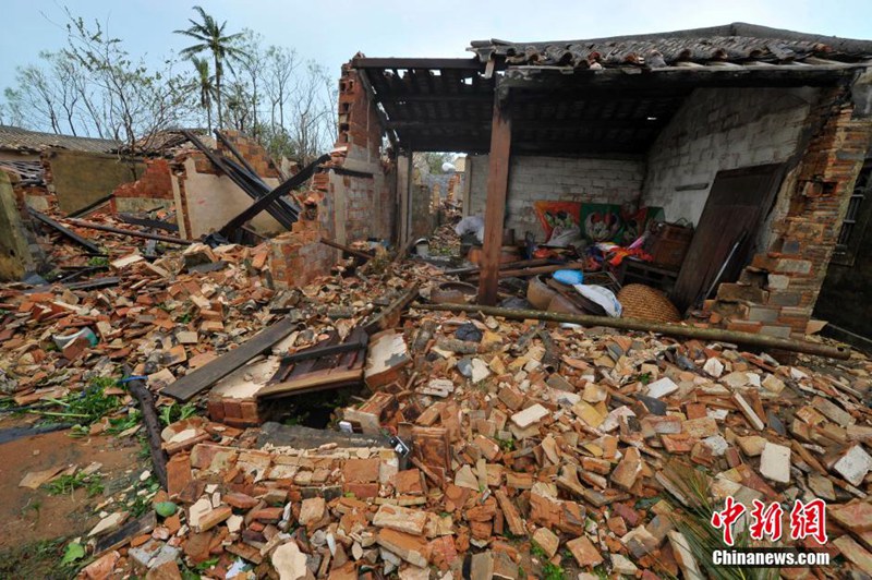 高清:台风过境 镜头实拍海南文昌翁田灾后现状