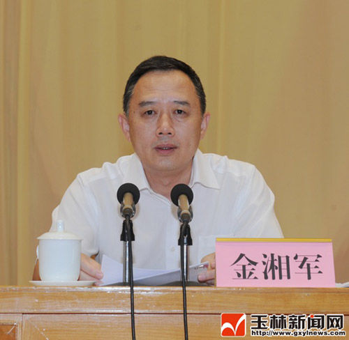 玉林市委书记,市人大常委会主任金湘军在2013年玉林市年中工作会议